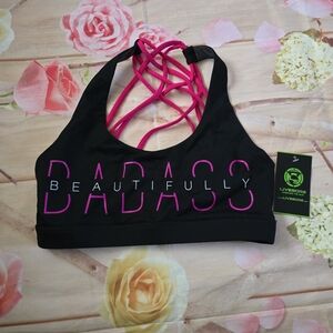 New! LiveSore Black & Pink Sports Bra